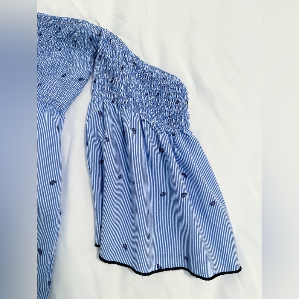 Bluebell Blue Cinched Off-the-shoulder Blouse Size Small - Picture 6 of 11